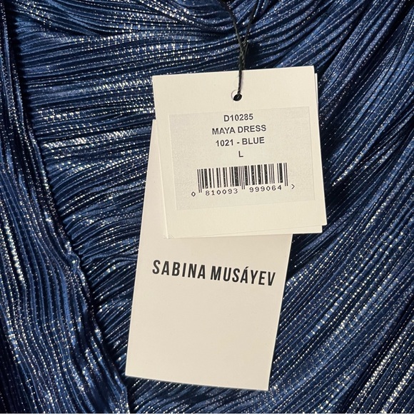 NWT SABINA MUSAYEV blue glitter metallic ruched event formal bodycon mini dress - Picture 6 of 8
